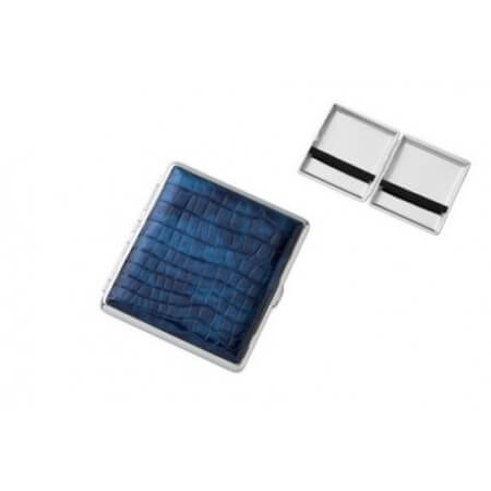 Портсигар S.Quire,кроко синий, на 20 сигарет