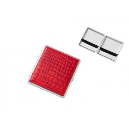 Портсигар S.Quire, кроко красный на 20 сигарет